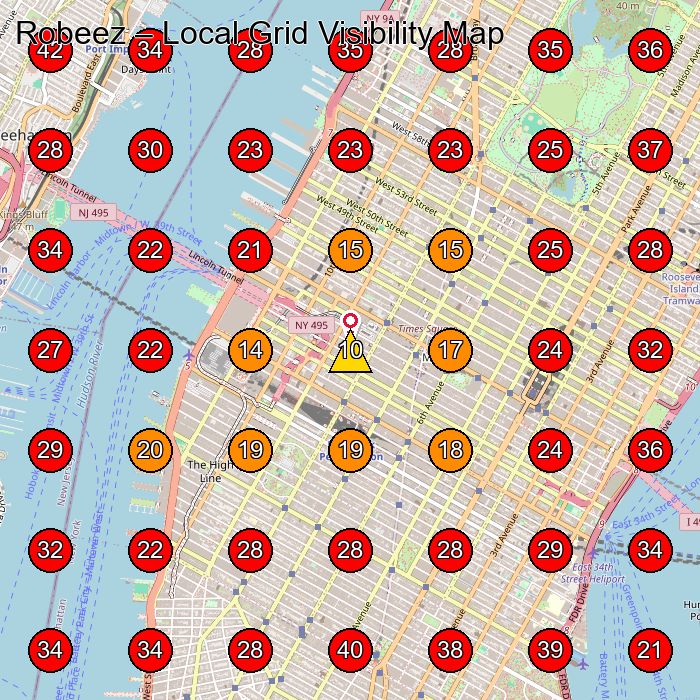 Robeez GeoGrid visibility map for Shoe Store in Brooklyn
